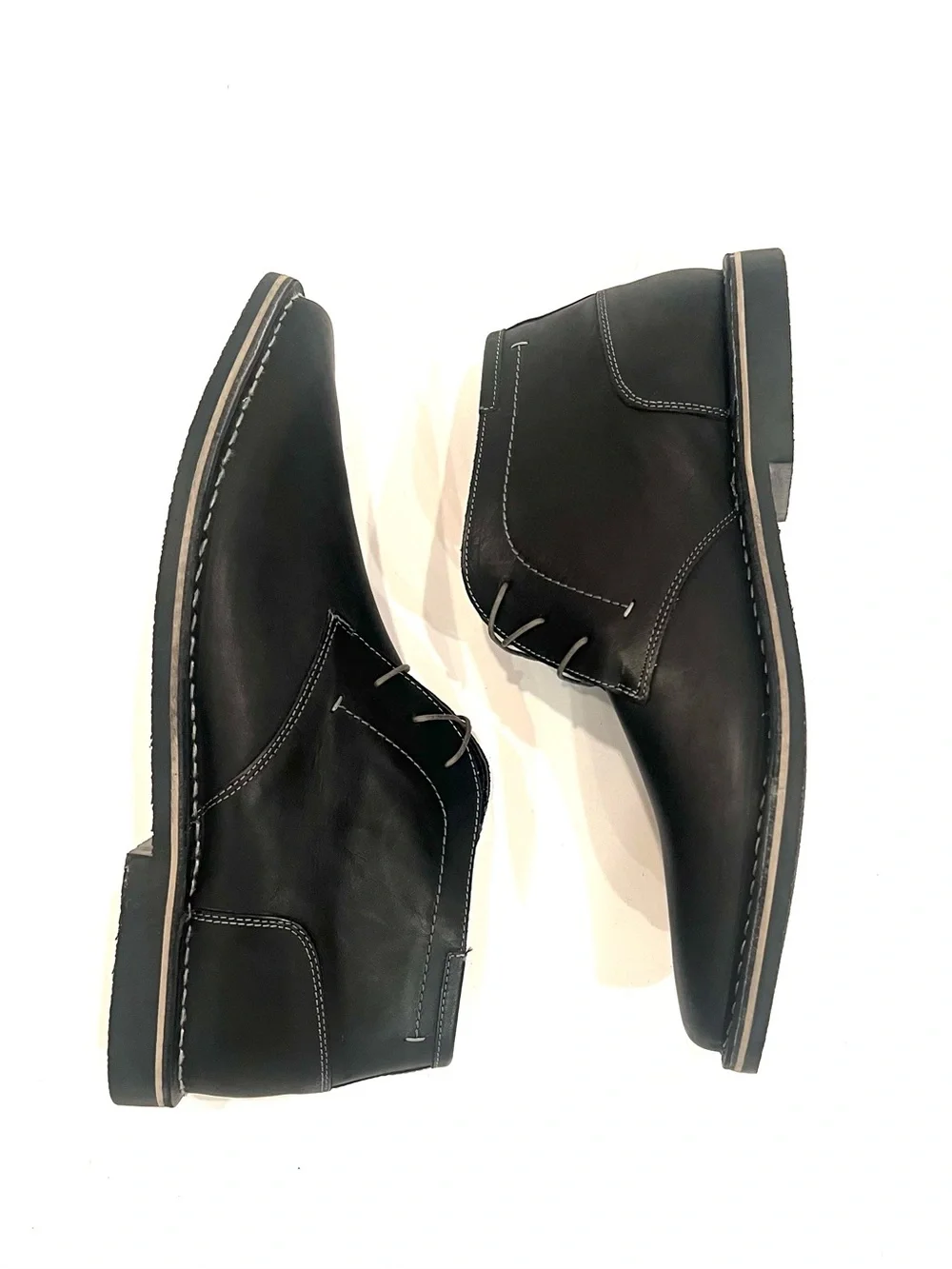 Steve Madden Harken Black Leather Chukka Lace Up Boots Mens 17 NEW